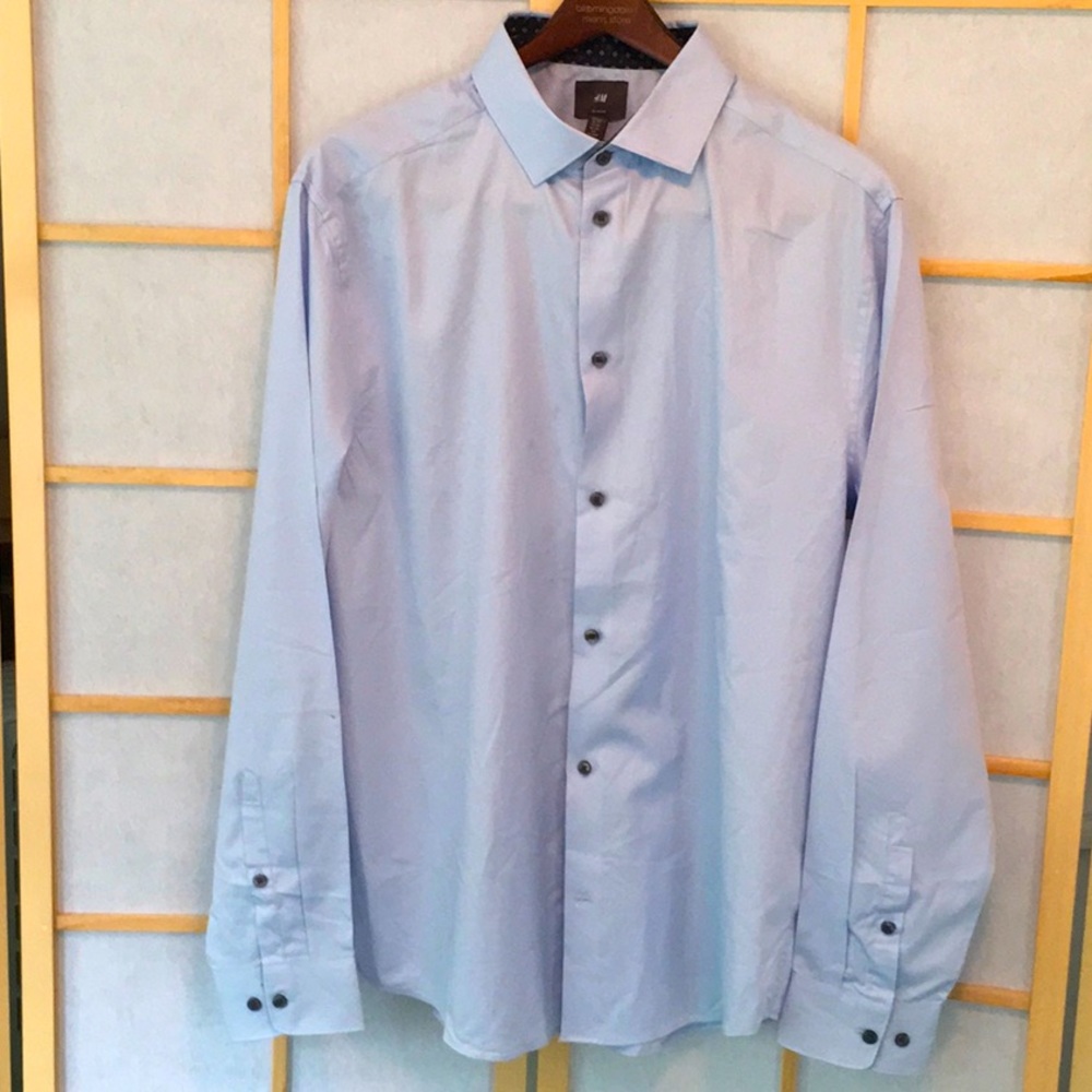H&M Men's Button-Down Shirt Slim Fit Blue